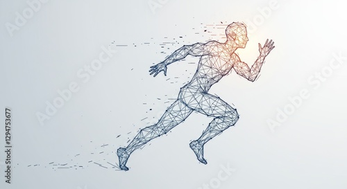 Abstract Geometric Runner Illustration, Strength, Speed, and Cutting-Edge Design