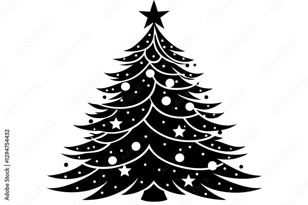 Fototapeta premium Minimalist Beautiful Christmas Tree Silhouette Illustration