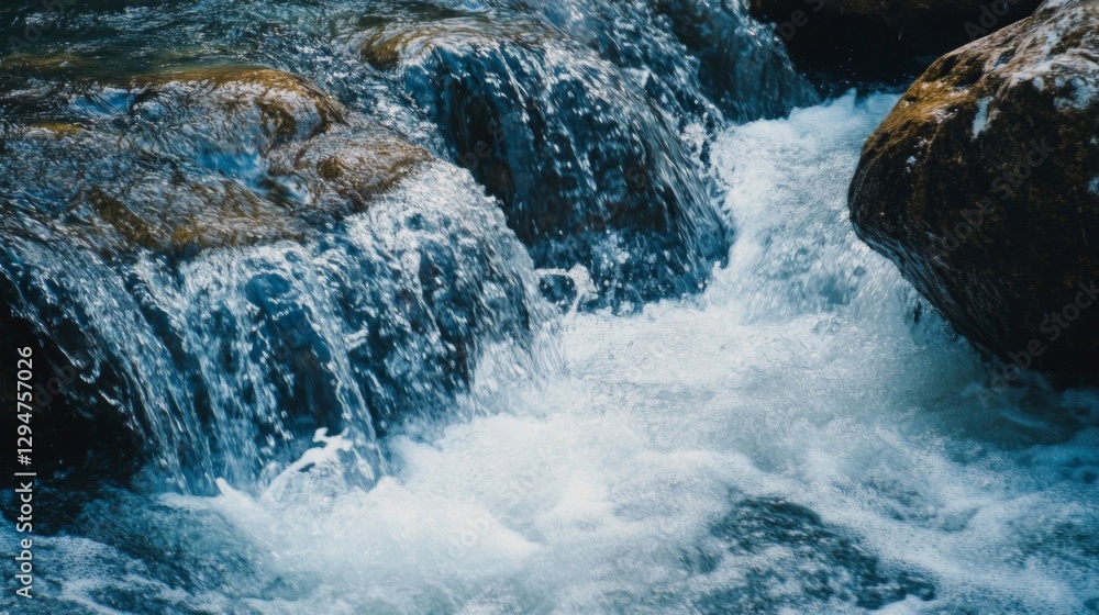 Closeup of a Fast Moving Stream Over Dark Rocks Closeup of a Fast Moving Stream Over Dark Rocks