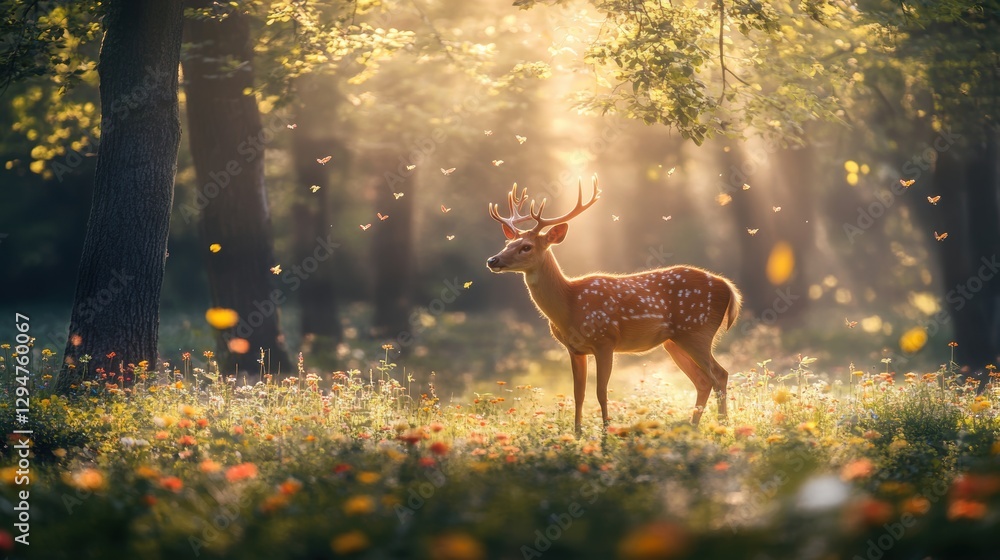 Fototapeta premium Deer in Spring forest.