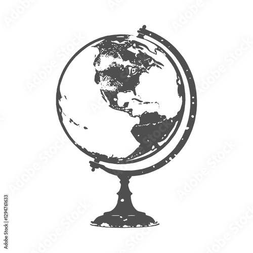 Vector image of the globe in the style of engraving.