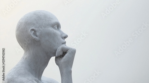A white mannequin head. side view of humanoid. Isolated background in 3d rendering. A white display head lifestyle.