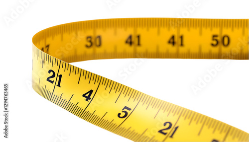 Realistic Illustration - Yellow Measuring Tape, Measurement Tool, Accuracy