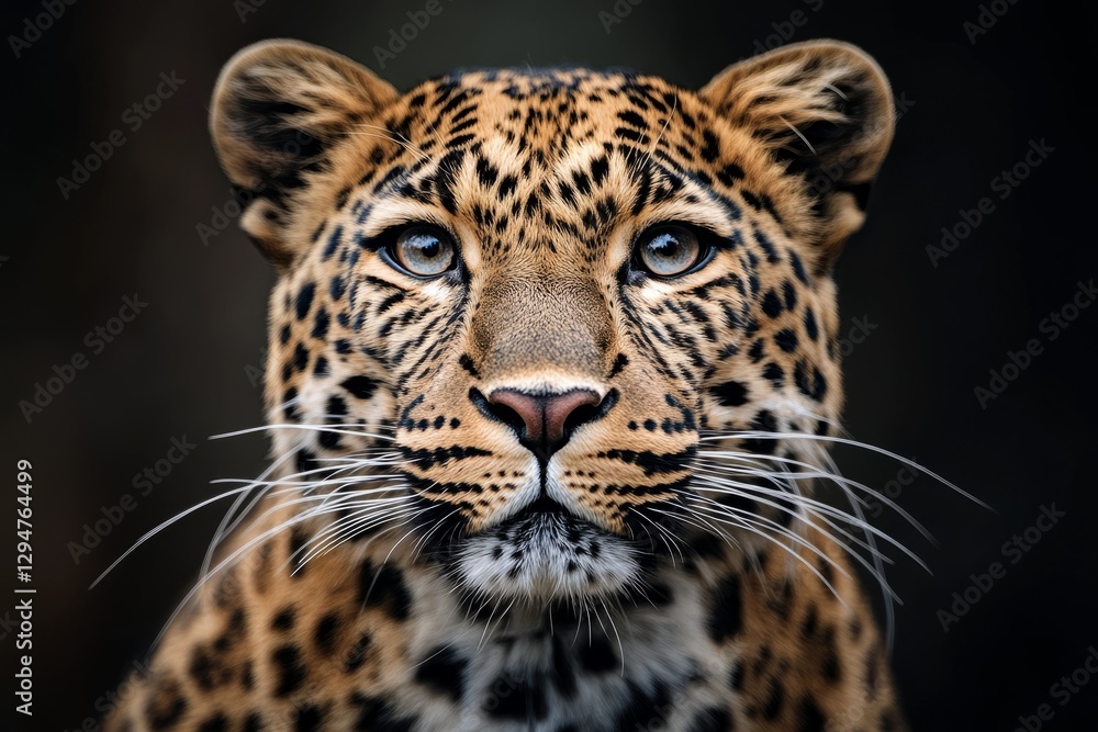 close up of a leopard on black close up of a leopard on black