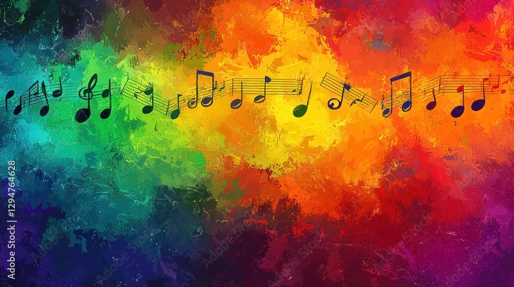 Obraz premium Colorful abstract musical notes background