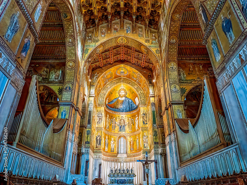 Inside the Monreale Cathedral, Sicily, Italy photo