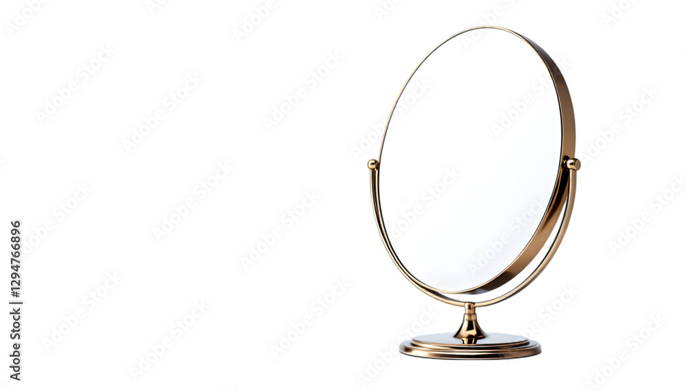 3D Illustration - Gold Oval Mirror on a Stand 3D Illustration - Gold Oval Mirror on a Stand