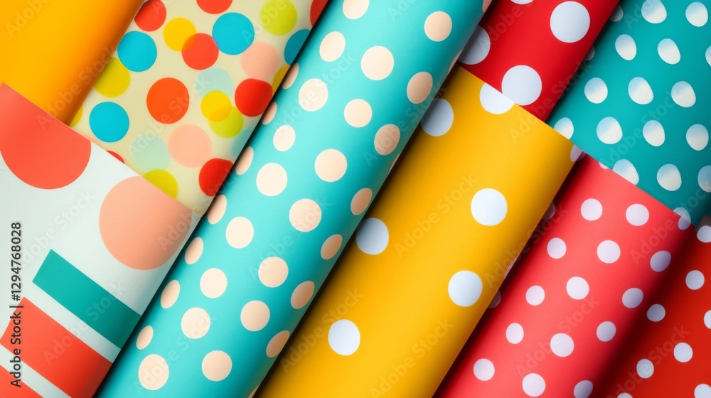 Obraz premium Colorful Polka Dot Fabric Textures and Patterns