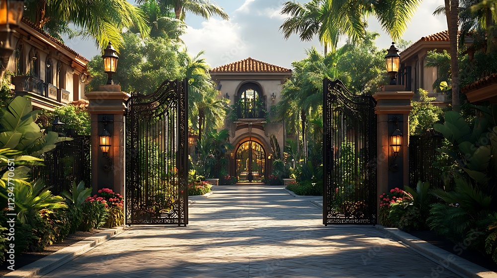 Luxury steel intricate gate design scene high resolution hd image Luxury steel intricate gate design scene high resolution hd image