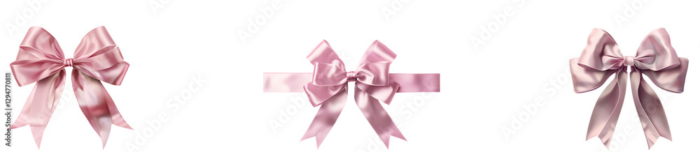 Pink ribbon bow on transparent background collection set Pink ribbon bow on transparent background collection set