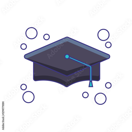 Vector illustration of a traditional graduation cap or mortarboard symbolizing academic achievement and commencement ceremony