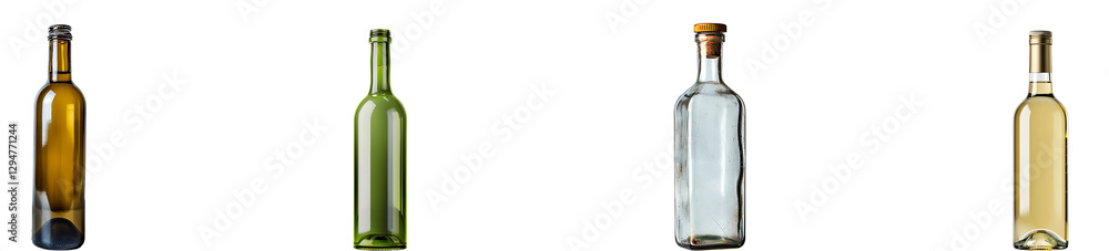 Wine bottle on transparent background collection set Wine bottle on transparent background collection set