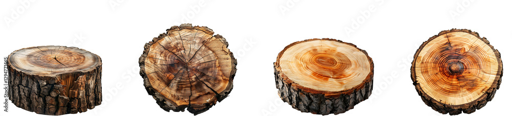 Obraz premium Cut of tree on transparent background collection set