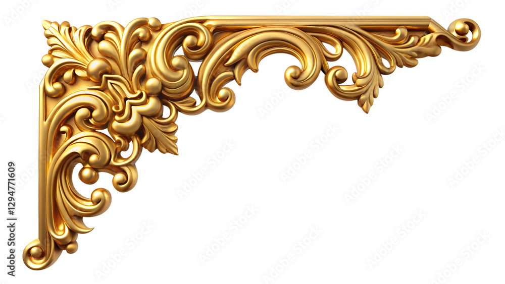 Antique gold corner frame isolated on white background Antique gold corner frame isolated on white background