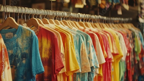 Wallpaper Mural Colorful shirts displayed on hangers in a clothing store during the afternoon Torontodigital.ca
