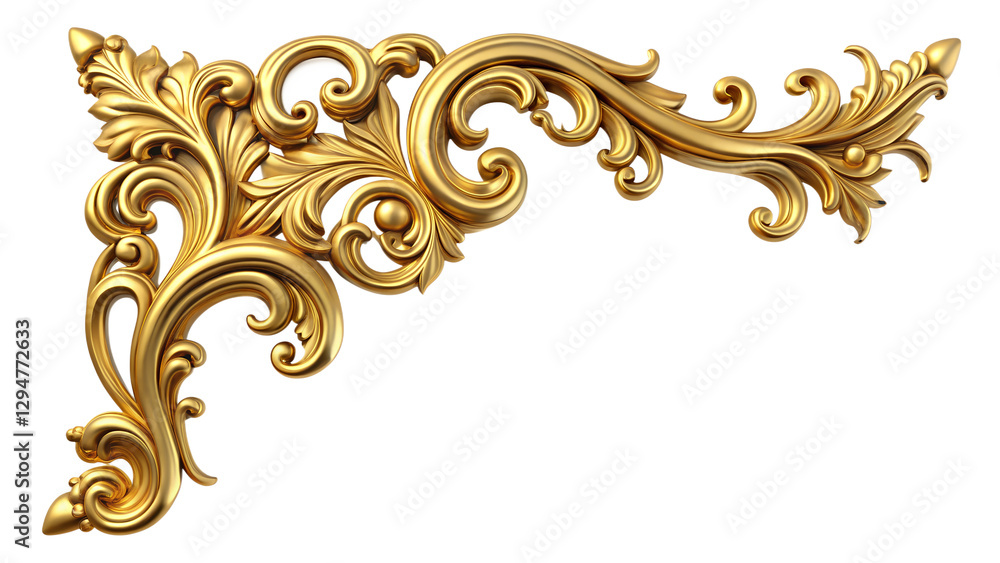 Antique gold corner frame isolated on white background Antique gold corner frame isolated on white background