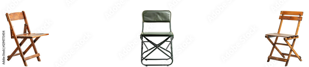 Folding chair on transparent background collection set Folding chair on transparent background collection set