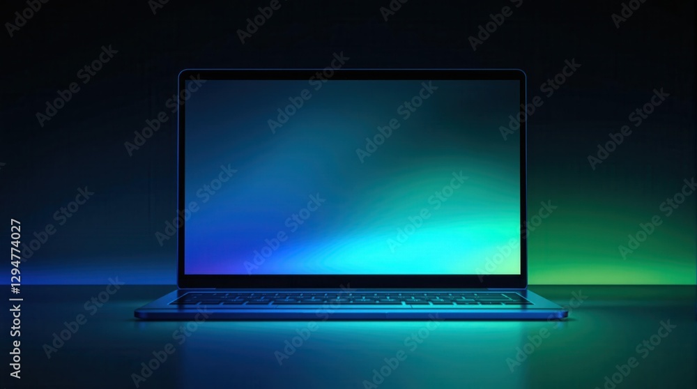 A laptop computer with a blue screen A laptop computer with a blue screen
