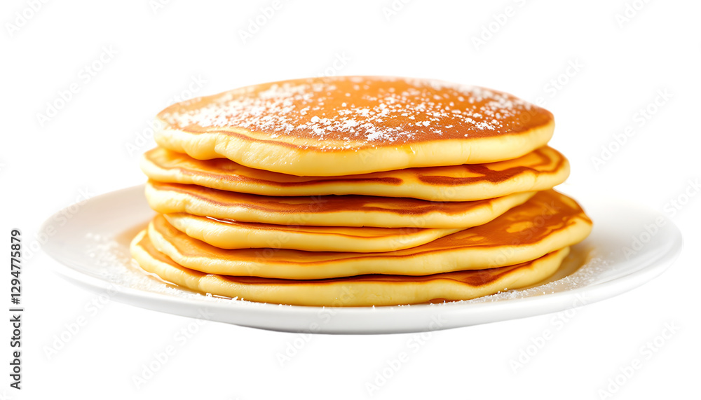 Photo: Stack of Pancakes with Powdered Sugar and Syrup Photo: Stack of Pancakes with Powdered Sugar and Syrup