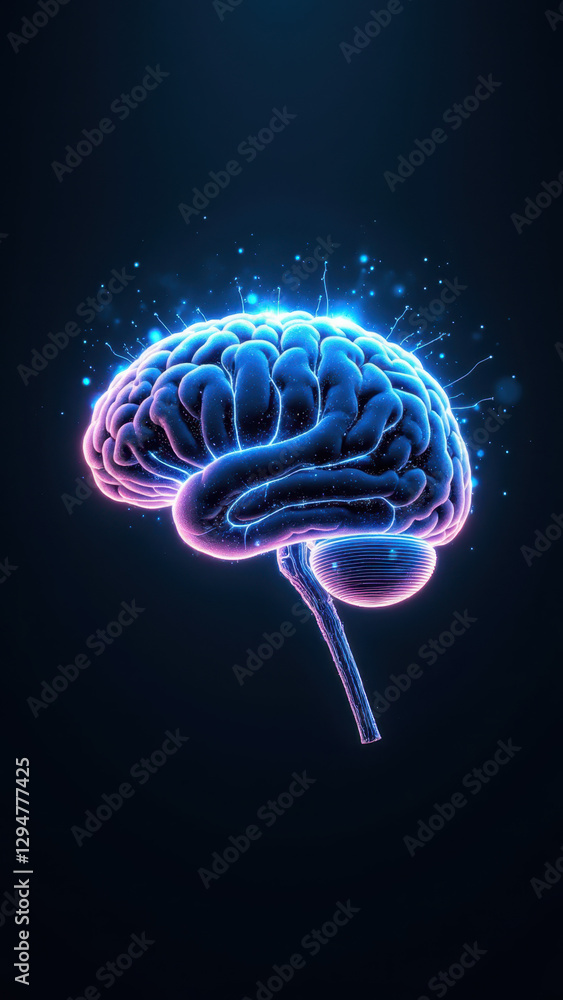 Fototapeta premium An artistic representation of artificial general intelligence with a human brain-like structure at its core.