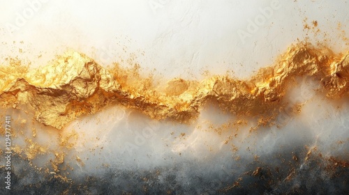 Golden Textured Abstract Design with Soft Gradient in Ivory and Gold. Generative AI photo