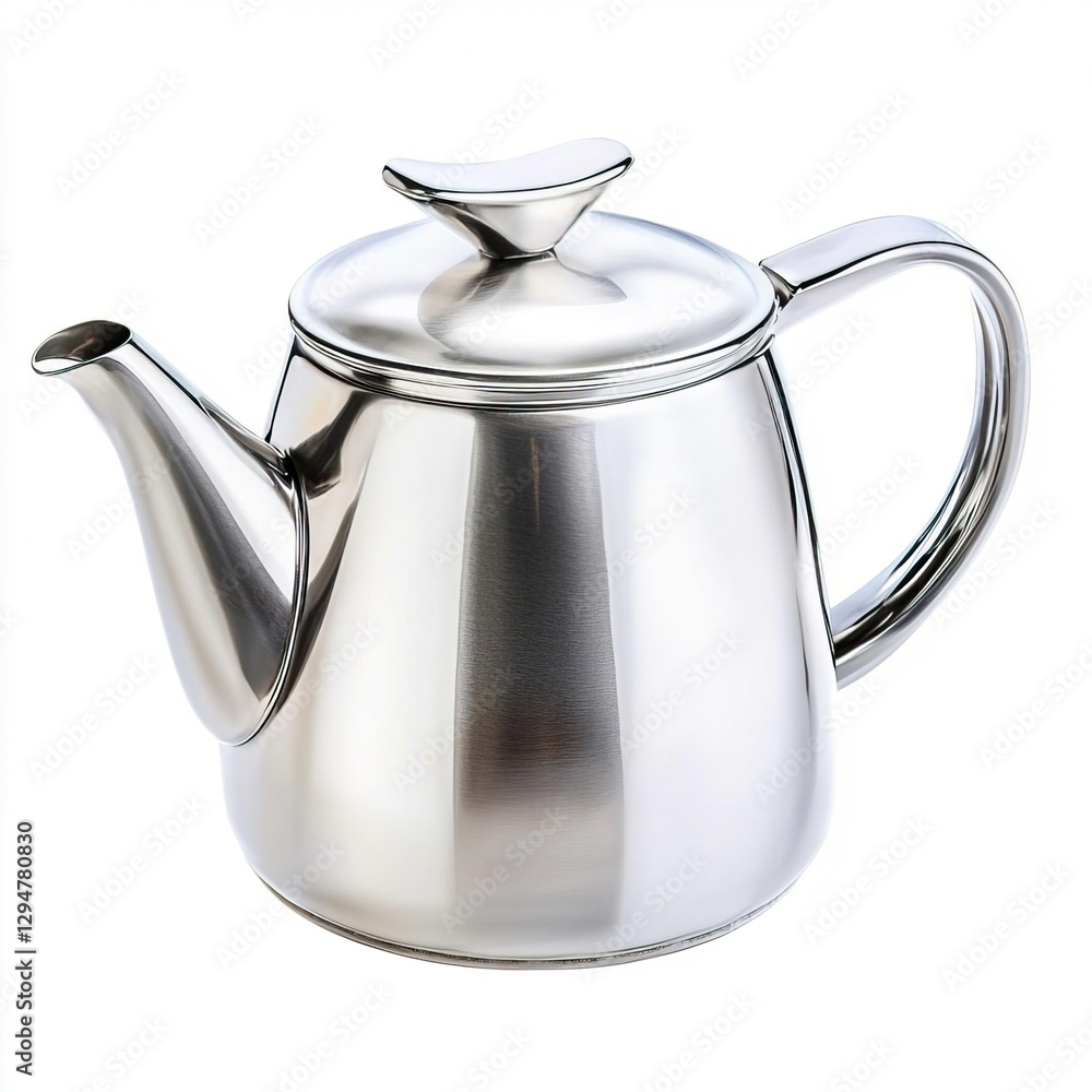 Fototapeta premium Stainless Steel Tea Pot with Elegant Design and Polished Finish, Kitchenware concept.