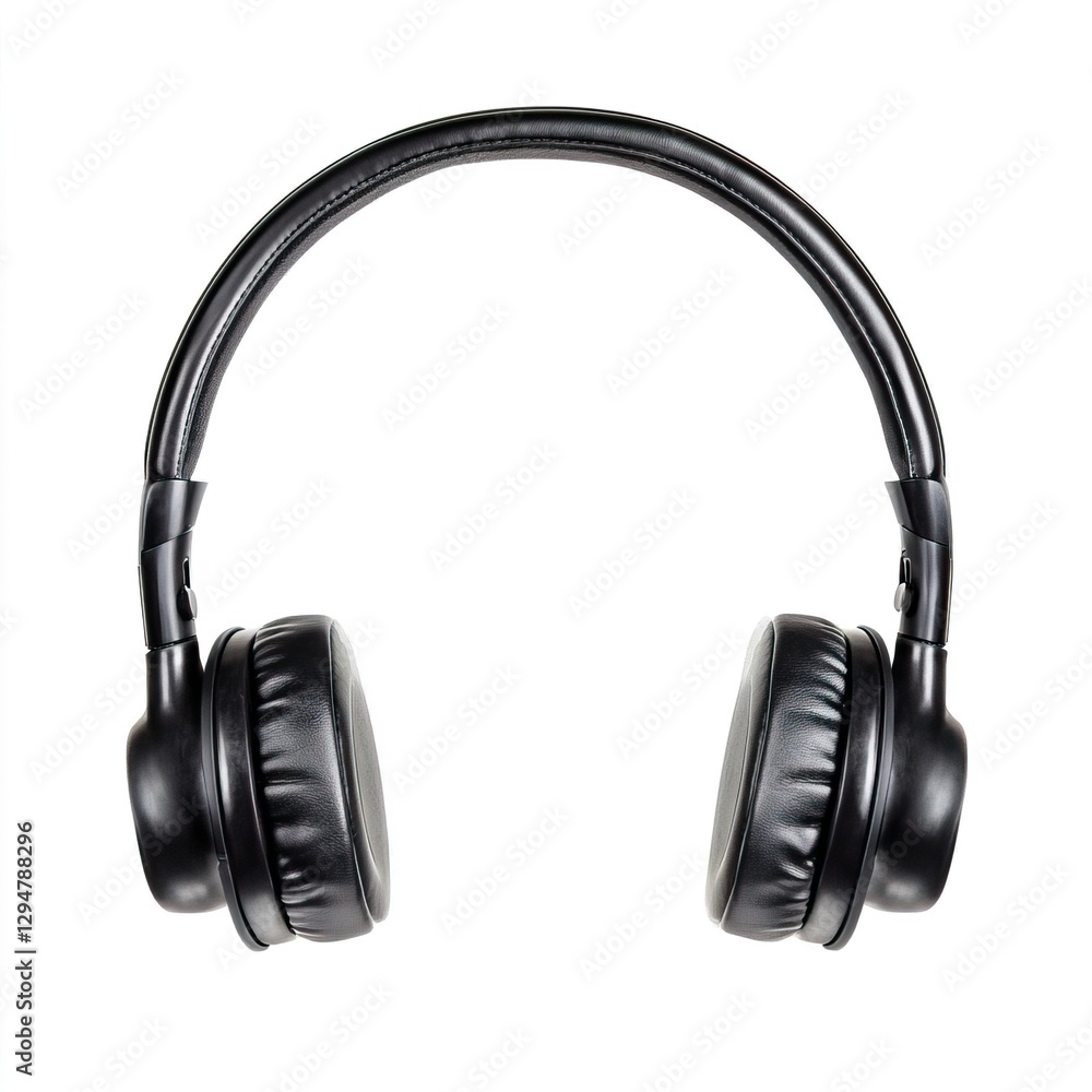 Fototapeta premium High-Quality Black Over-Ear Headphones for Music and Audio, Cinema Equipment Concept.