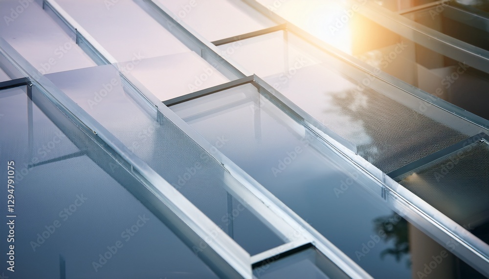 Obraz premium Modern Overlapping Glass Panels with Sunlight Reflection