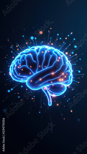 Wallpaper Mural Illustration of human brain with colorful digital sparkles, suggesting artificial general intelligence or advanced technology concept. Torontodigital.ca