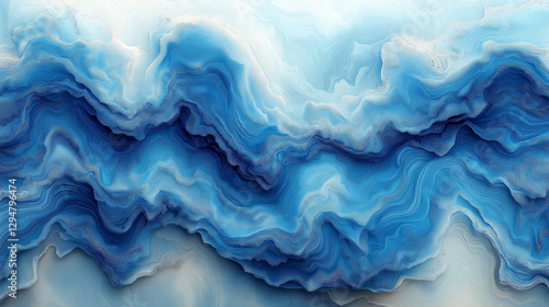High-Resolution Abstract Blue Marbling Pattern – Fluid Art Wallpaper