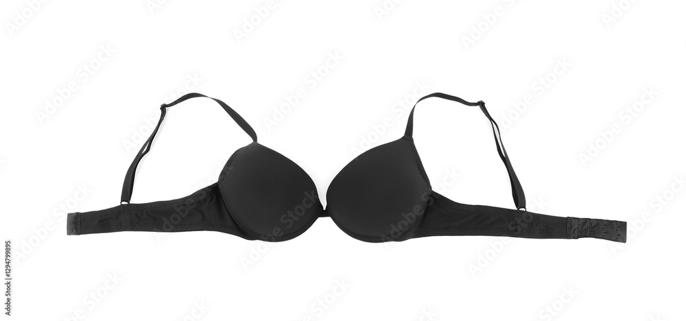 Beautiful black bra isolated on white, top view Beautiful black bra isolated on white, top view