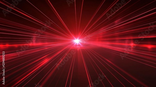 Intense Red Light Rays Burst Abstract Background