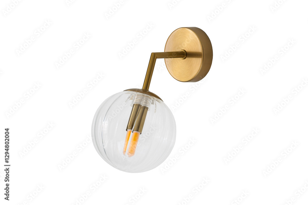 LED wall lamp gold color isolated on white background LED wall lamp gold color isolated on white background