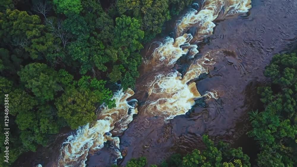 Lush Jungle Rainforest with Flowing River and Vibrant Greenery Lush Jungle Rainforest with Flowing River and Vibrant Greenery