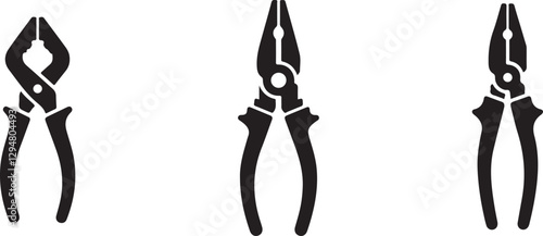 Vector Icon Pliers, Hand Tool, Gripping, Cutting, Industrial Equipment