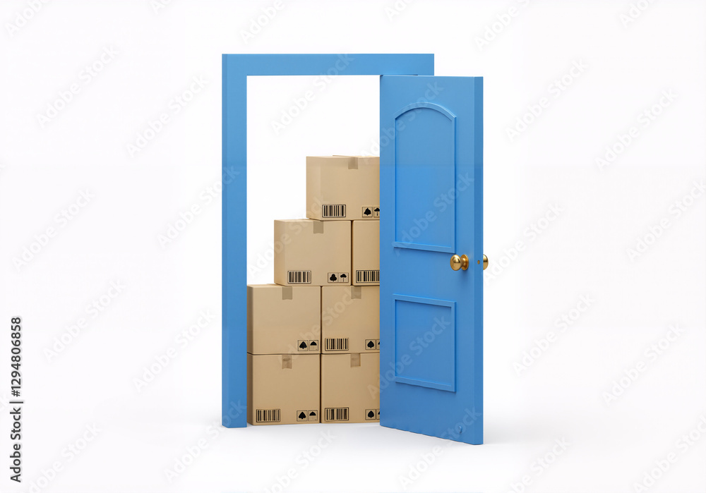 3D To Your Door Delivery Icon – Online Shopping and Fast Logistics Concept 3D To Your Door Delivery Icon – Online Shopping and Fast Logistics Concept