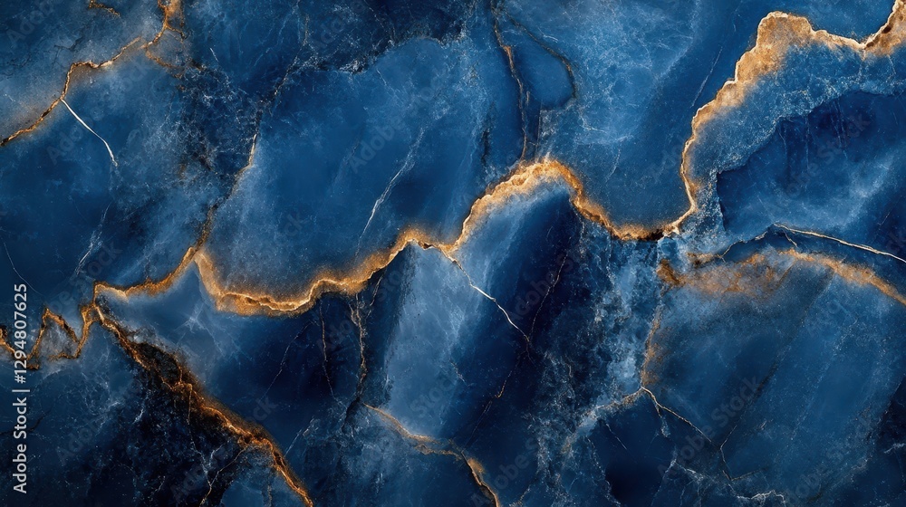 Blue and gold marble texture with natural veins and patterns Blue and gold marble texture with natural veins and patterns