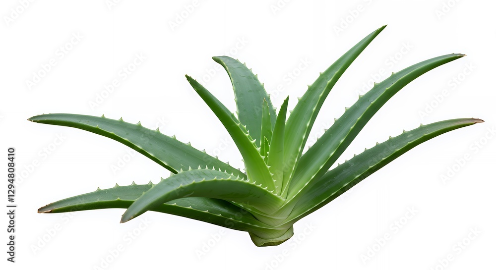 Vibrant Green Aloe Vera Plant on White Background Vibrant Green Aloe Vera Plant on White Background