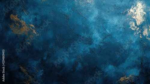 Wallpaper Mural Abstract blue and gold textured wall art with brush strokes Torontodigital.ca