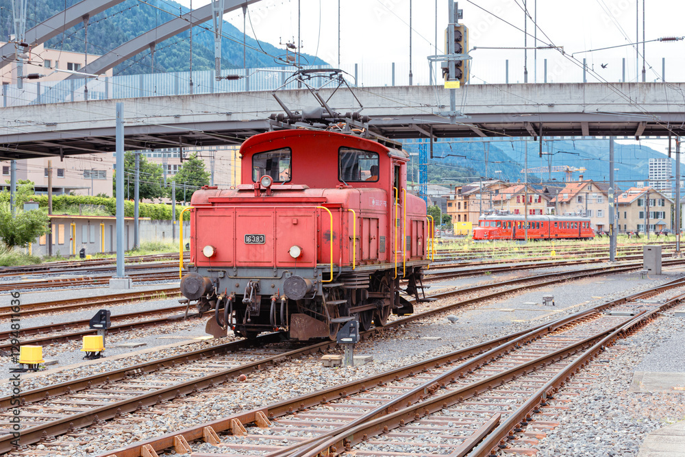 Elektrische Rangierlok im Bahnhof von Chur Elektrische Rangierlok im Bahnhof von Chur