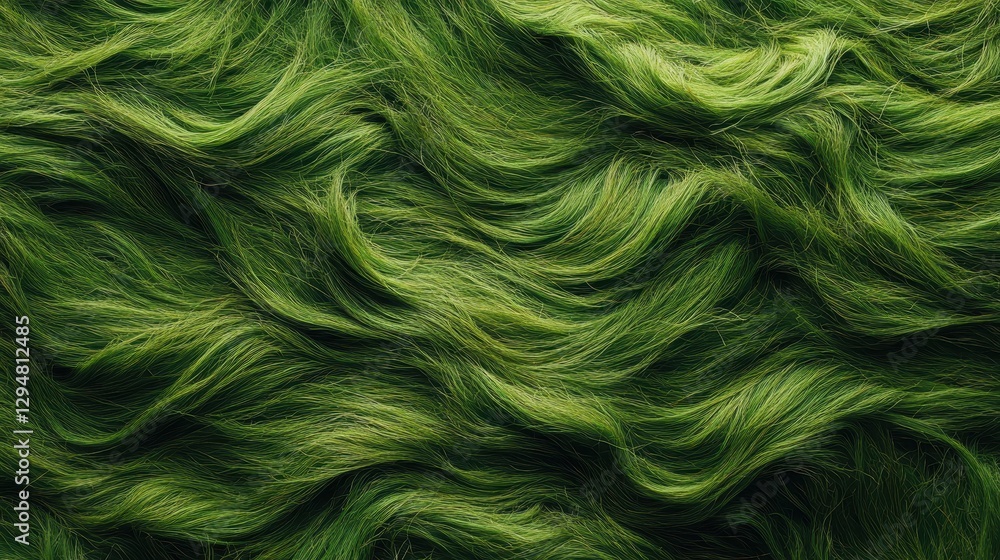 Obraz premium Lush green grass texture with wavy patterns in natural light