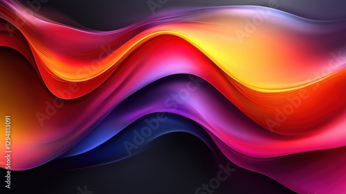 Vibrant Abstract Waves in Bold Shades of Red, Yellow, Blue, and Purple