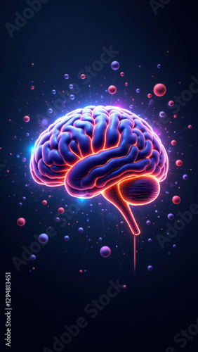 Wallpaper Mural Brain with colorful neurons and synapses as a visual metaphor for Artificial General Intelligence. Torontodigital.ca