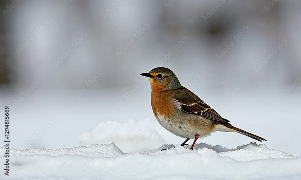 Little Bird on Snow: A Delicate Winter Moment Little Bird on Snow: A Delicate Winter Moment