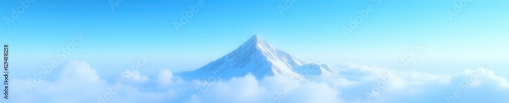 A solitary snow-covered mountain peak rising high into the crystal-clear blue sky with snowflakes gently falling around it, mountains, peaks, clouds A solitary snow-covered mountain peak rising high into the crystal-clear blue sky with snowflakes gently falling around it, mountains, peaks, clouds