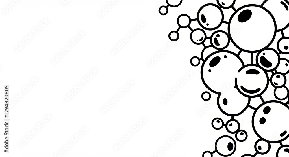 Minimalist Illustration of Interconnected Bubbles in a Dynamic Composition Minimalist Illustration of Interconnected Bubbles in a Dynamic Composition