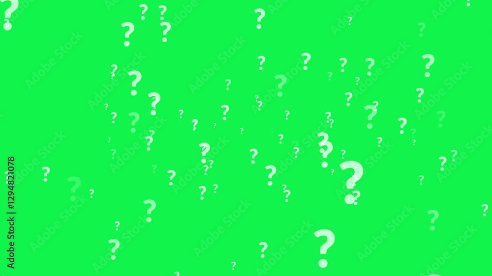 Floating moving question marks animation on a chroma key green screen Floating moving question marks animation on a chroma key green screen