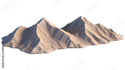 Abstract Beige Mountain Range, 3D Render, Minimalist Landscape