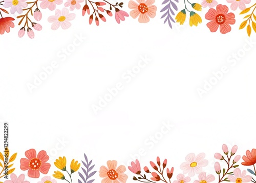 Spring Floral Border Frame Decorative Art