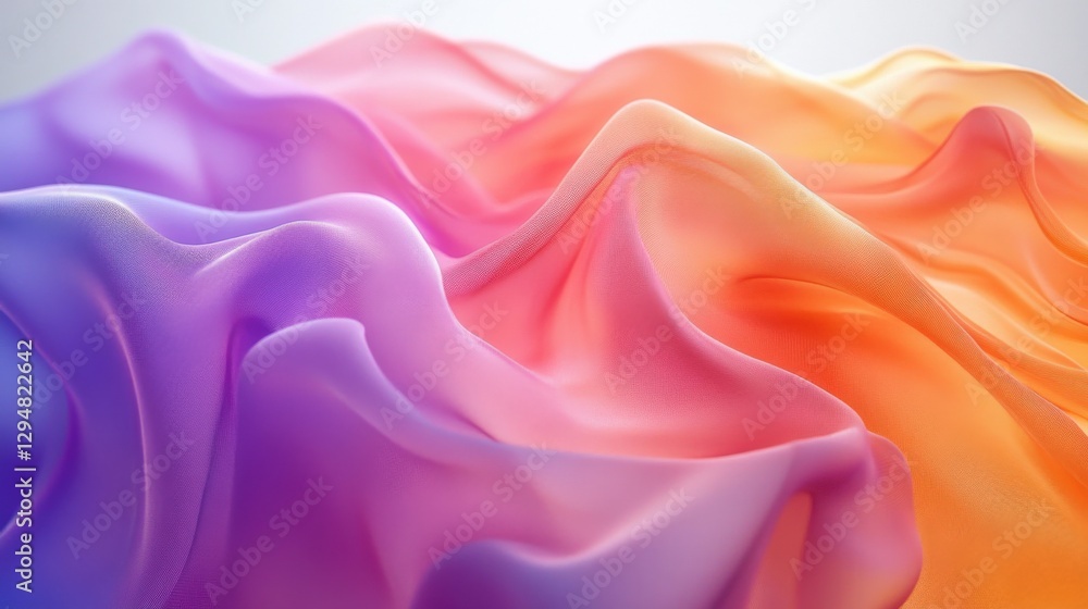 Obraz premium Abstract Flowing Fabric in Gradient Colors of Purple and Orange
